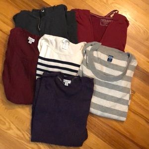 Bundle of maternity sweaters and zip front hoodies